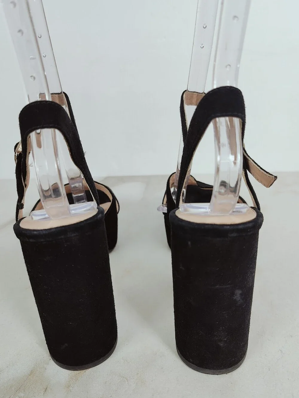 Kate Spade Delight Black Suede Block Heel Platform Sandals, Sz 7.5